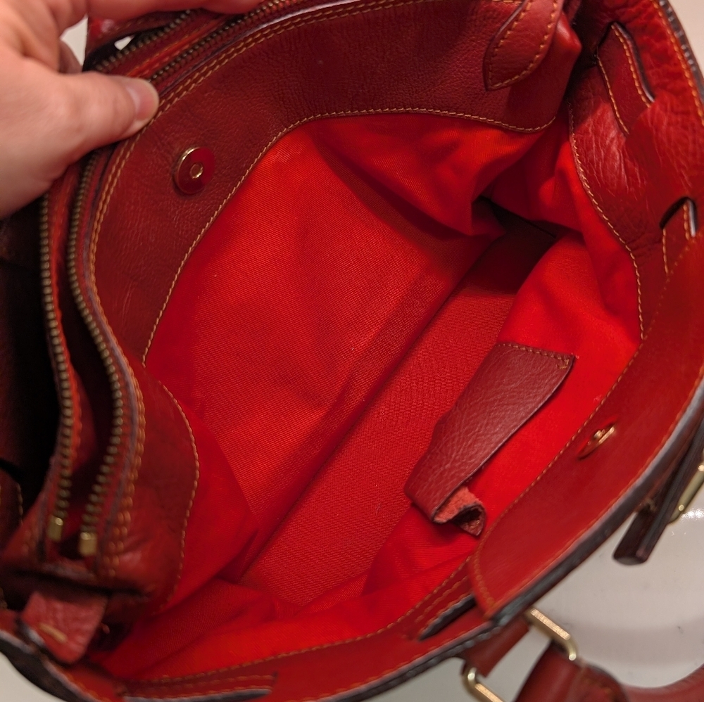 Dooney & Bourke VTG Red Leather Tote Bag, Made In Italy, EUC - Picture 13 of 13